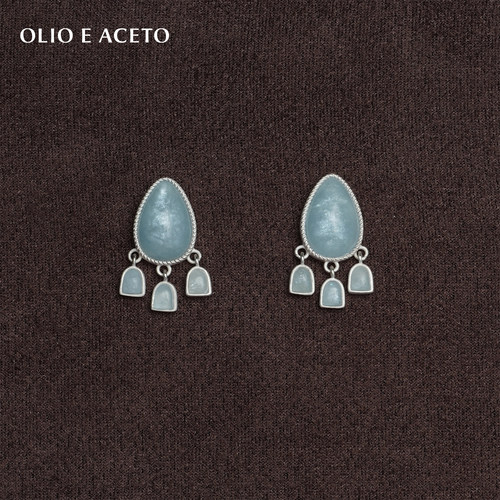 【欧阳娜娜同款】OLIO E ACETO油醋汁·纯银海蓝宝光晕风铃耳环