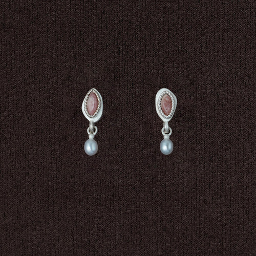 OLIO E ACETO油醋汁 七夕系列·纯银红纹石珍珠吊坠耳钉
