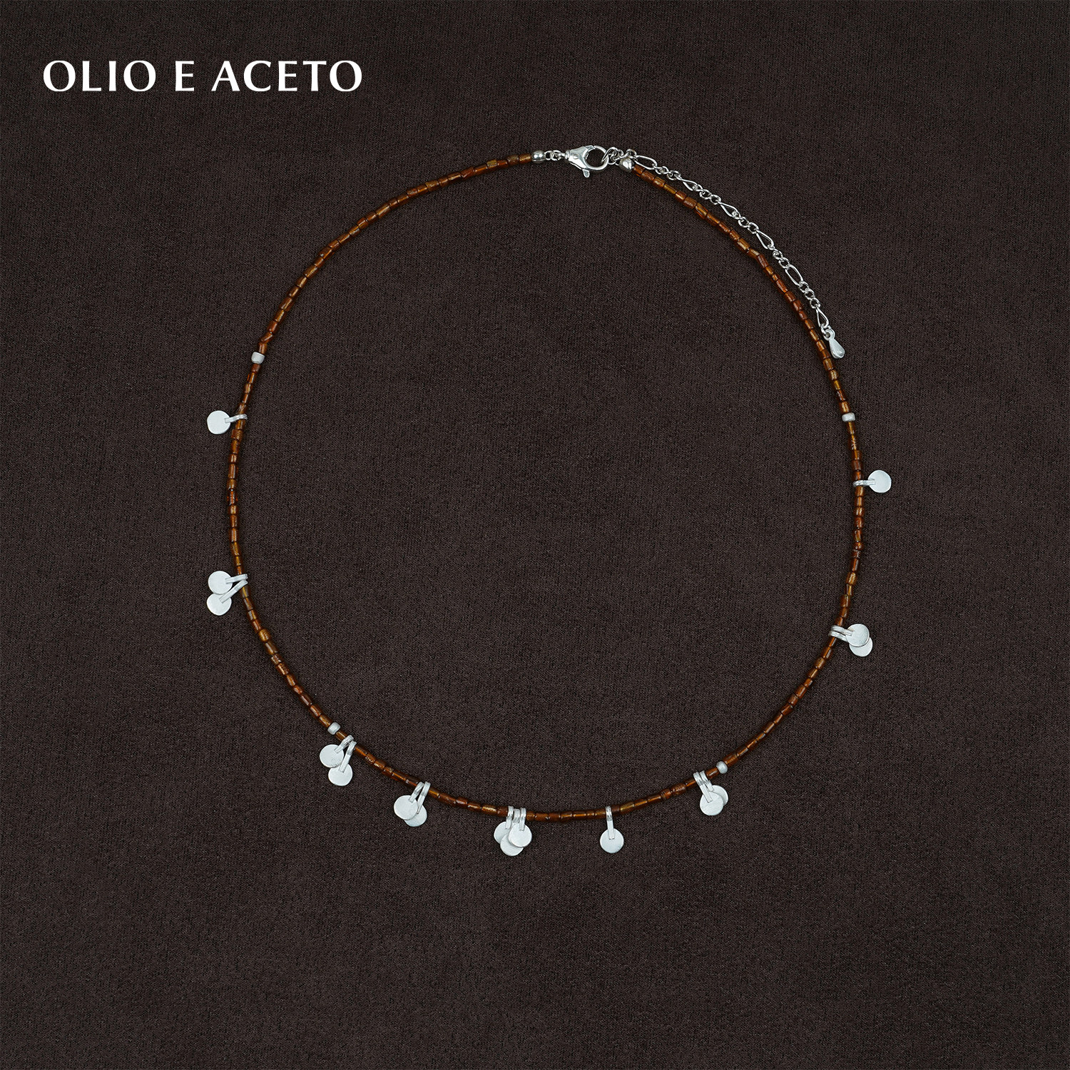 OLIO E ACETO油醋汁&middot;珊瑚纯银圆镜串珠项链