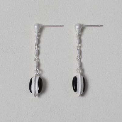 OLIO E ACETO油醋汁·纯银星系耳坠 黑曜石白玛瑙