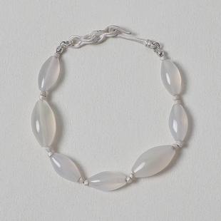 白玛瑙黑曜石 ACETO油醋汁·纯银拼接手链 OLIO