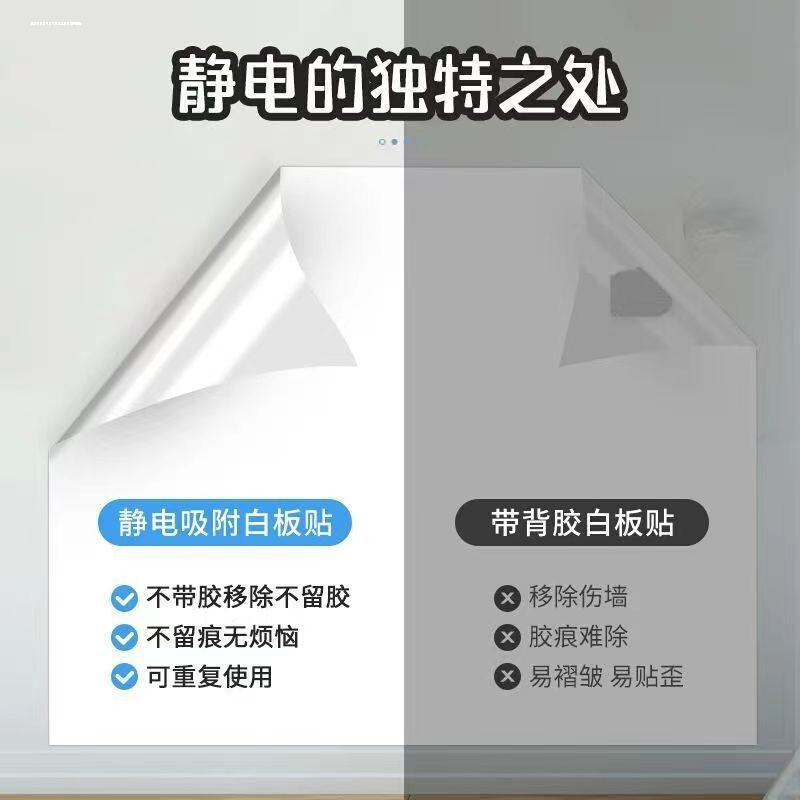 静电白板墙贴h儿童涂鸦r画画板小黑板可移除可擦写字板画片挂墙面