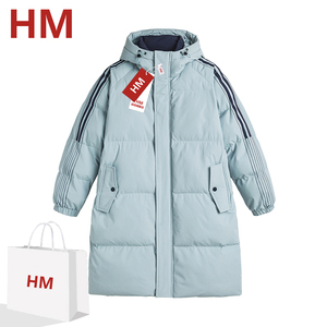 HM运动旗舰店2024新款棉服百搭加厚保暖潮流色系中长款连帽棉服