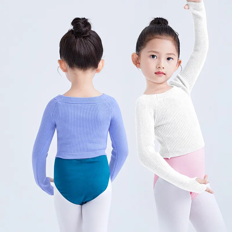舞蹈服女童长袖一字领针织秋冬