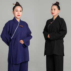 武农春季新款太极服 亚麻斜领道袍居士服僧衣练功服男女厂家直销