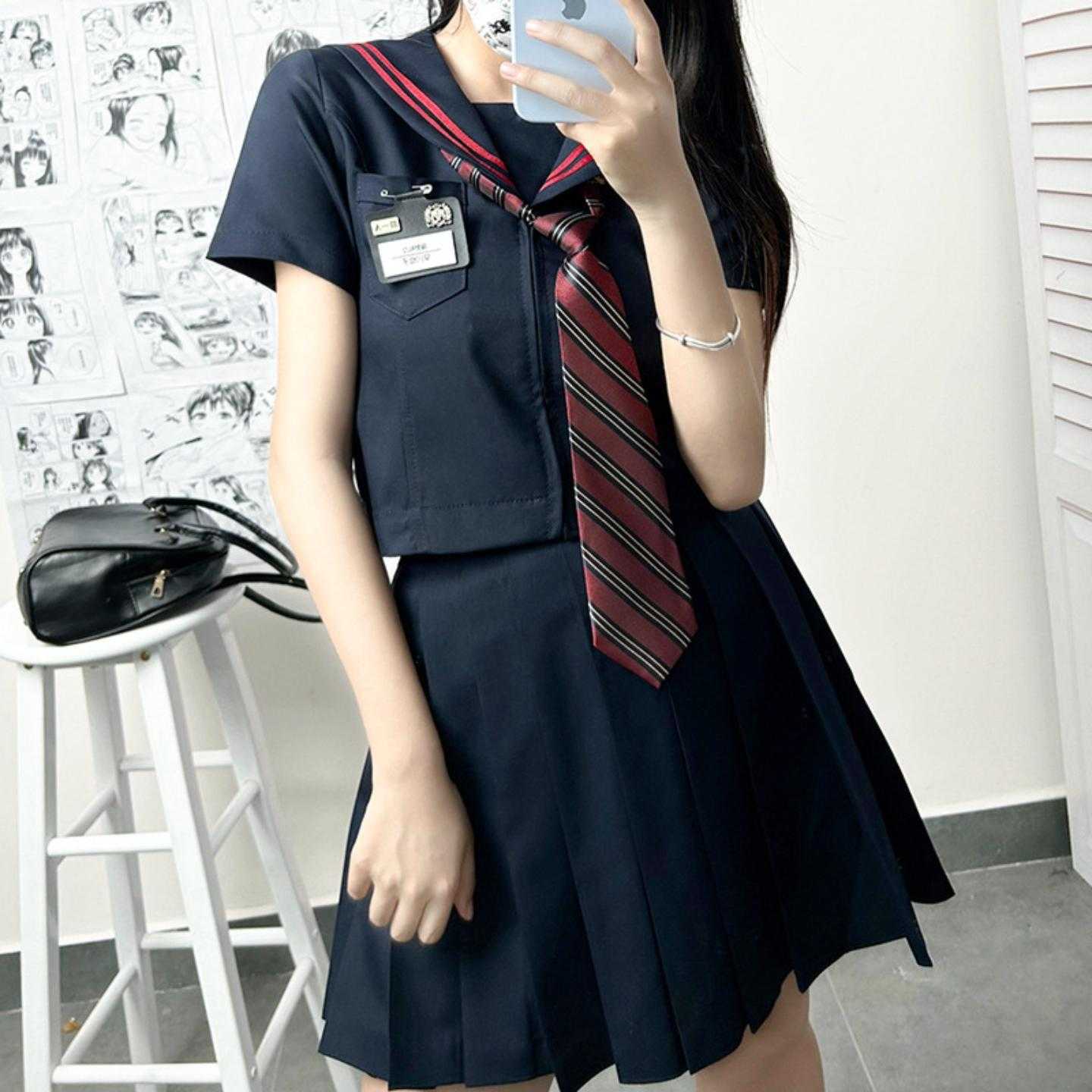 日系正统赤二本水手服制服套装