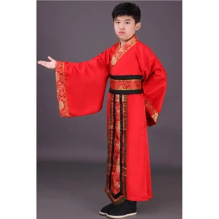 直裾深衣国学服装演出服大臣少儿古装避膝男古代汉服女书童汉服鞋