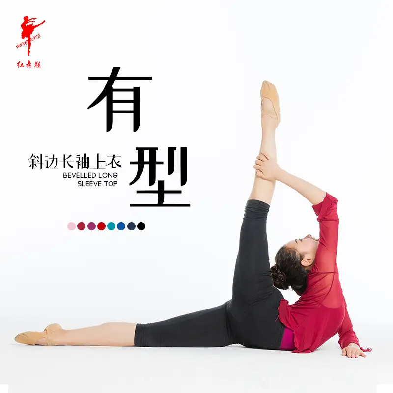 红舞鞋舞蹈练功服纱网外搭上衣