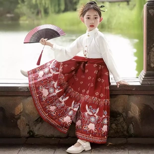 儿童马面裙女童秋冬款中国风套装明制唐装国风童装女大童汉服动物