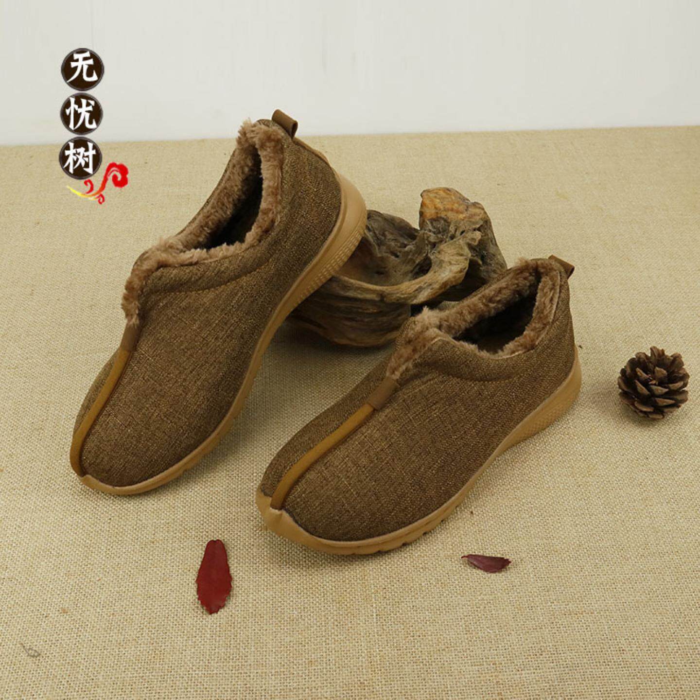 无忧树僧鞋男棉鞋保暖加绒冬季休闲布鞋二棉鞋居士鞋亚麻鞋和尚鞋
