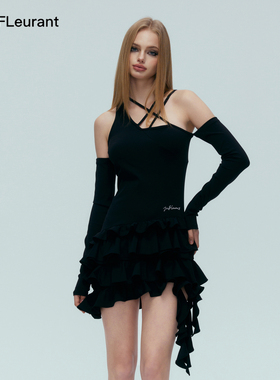 JAC FLEURANT不规则绑带辣妹芭蕾风百褶飘带连衣裙