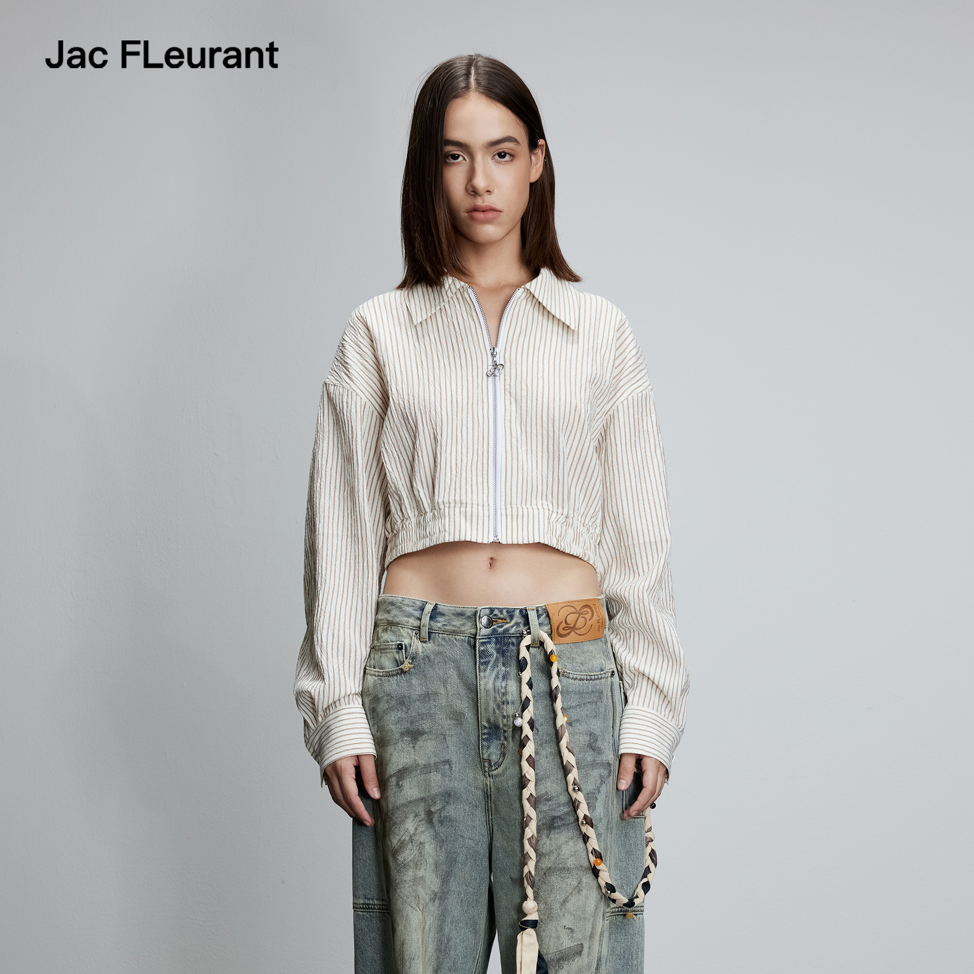 JAC FLEURANT2025秋冬新品肌理感拉链衬衫时尚百搭通勤