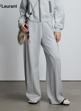 JAC FLEURANT秋冬新品松紧织带LOGO弯刀运动裤百搭款黑灰色