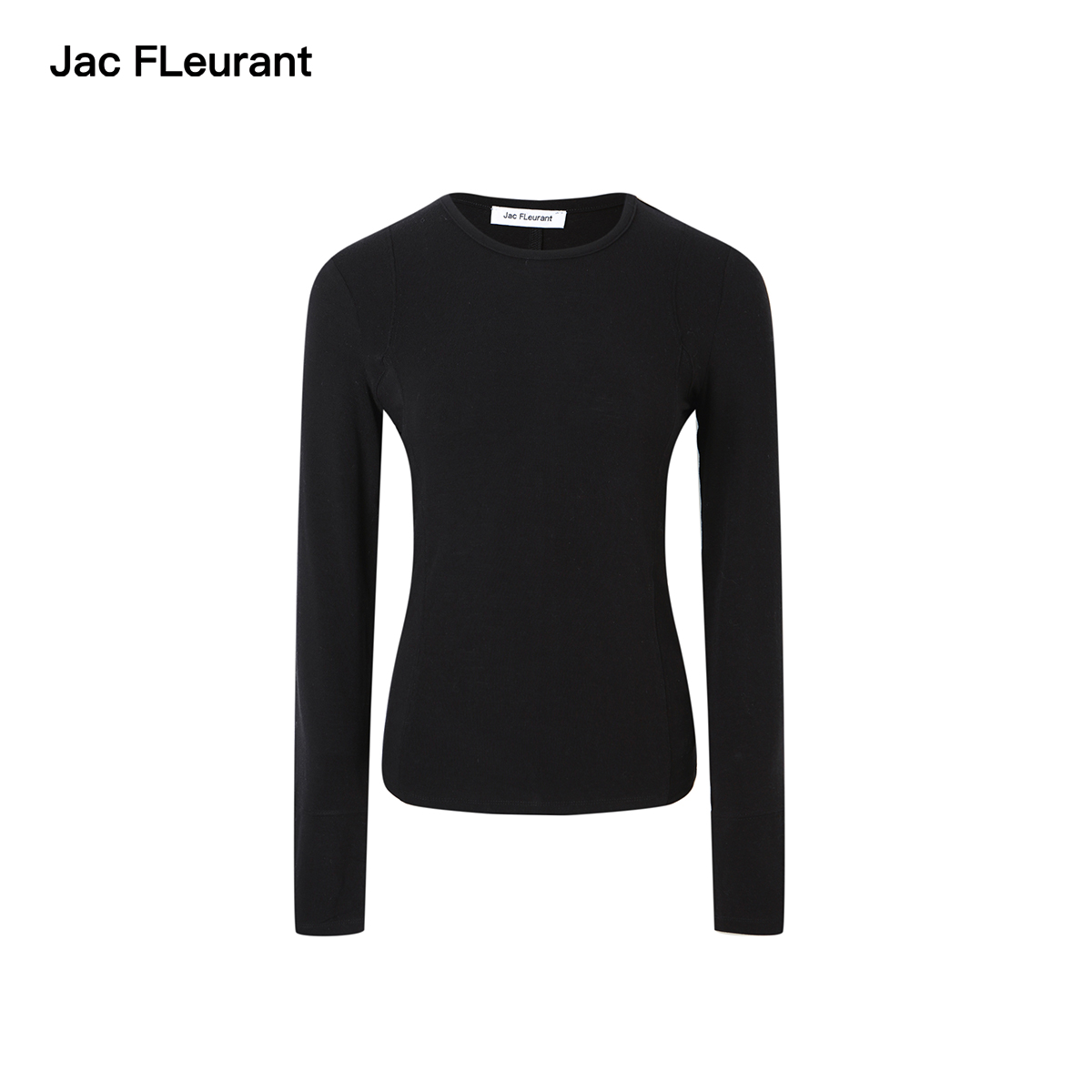 JAC FLEURANT 2025新品分割线刺绣Logo天丝羊毛打底衫灰色黑色