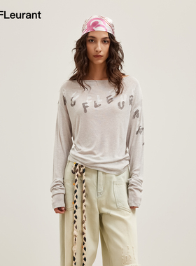 JAC FLEURANT2026春夏新品重叠LOGO印花船领罩衫长袖慵懒宽松