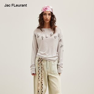 JAC 重叠LOGO印花船领罩衫 长袖 慵懒宽松 FLEURANT2026春夏新品
