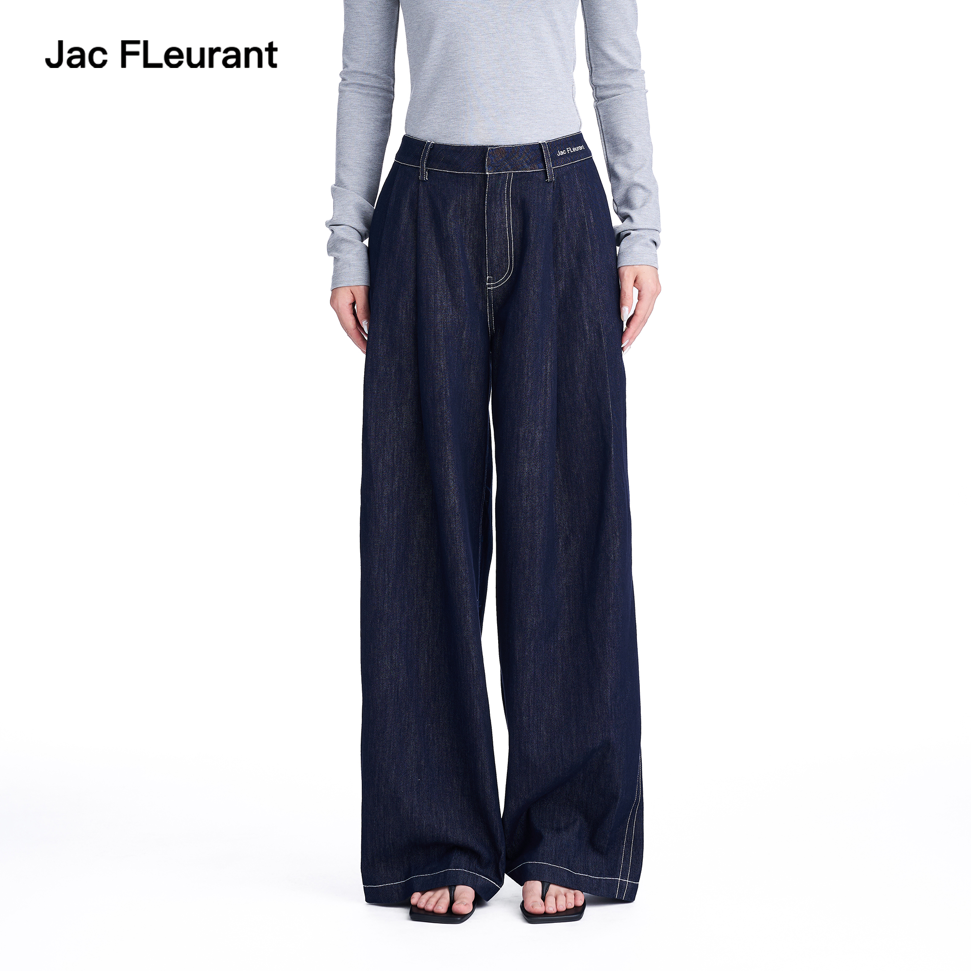 JAC FLEURANT2025秋冬新品原色水洗牛仔风百搭明线西裤