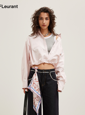 JAC FLEURANT2026春夏新品粉色收腰松紧廓形套头衬衫休闲短款女