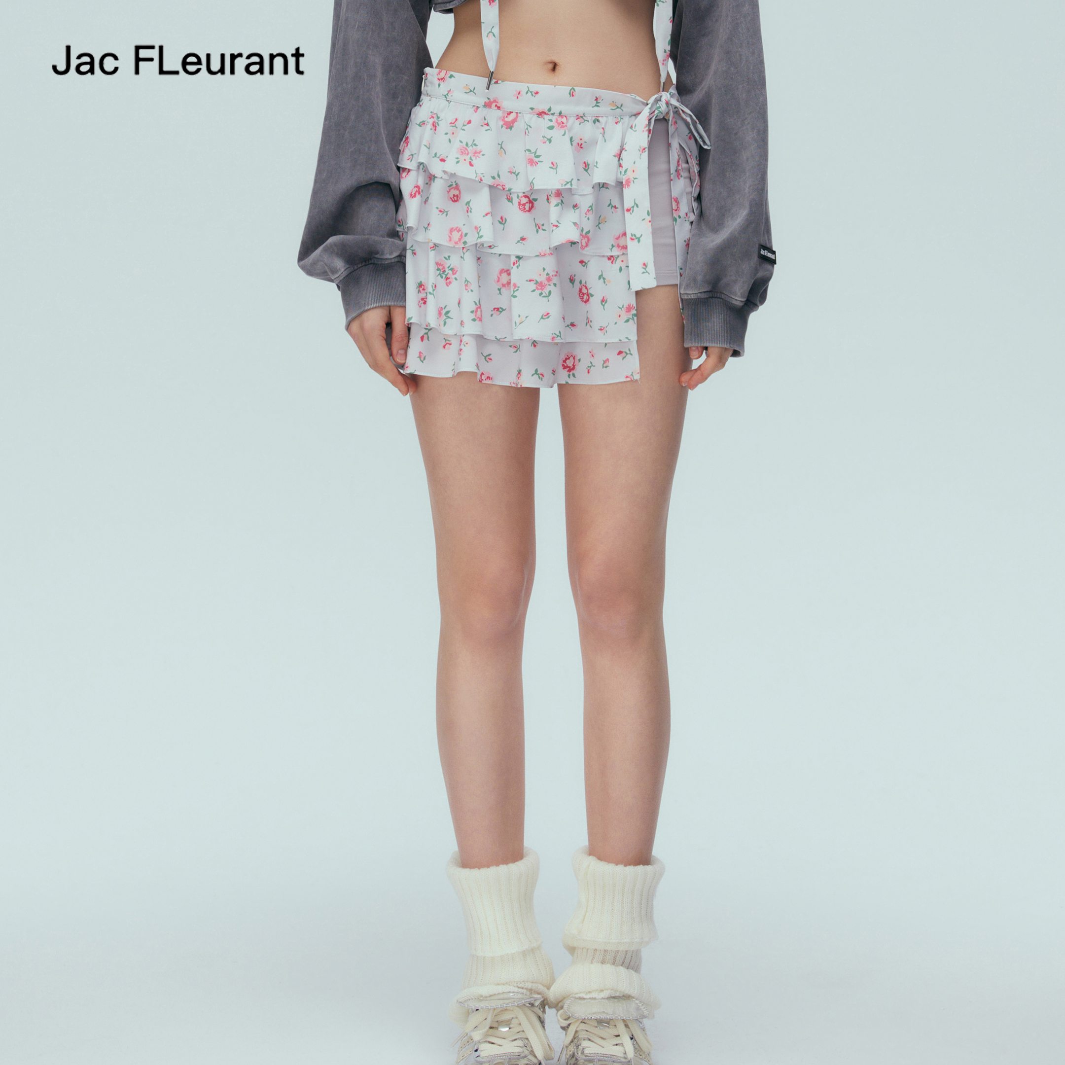 JacFLeurant短裙花卉印花百褶