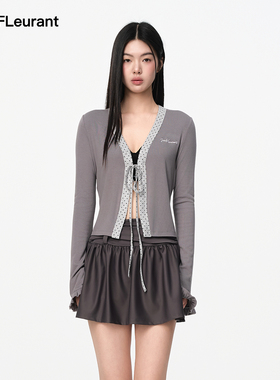 JAC FLEURANT春夏新品灰色波点绑带设计感系带甜酷风上衣女