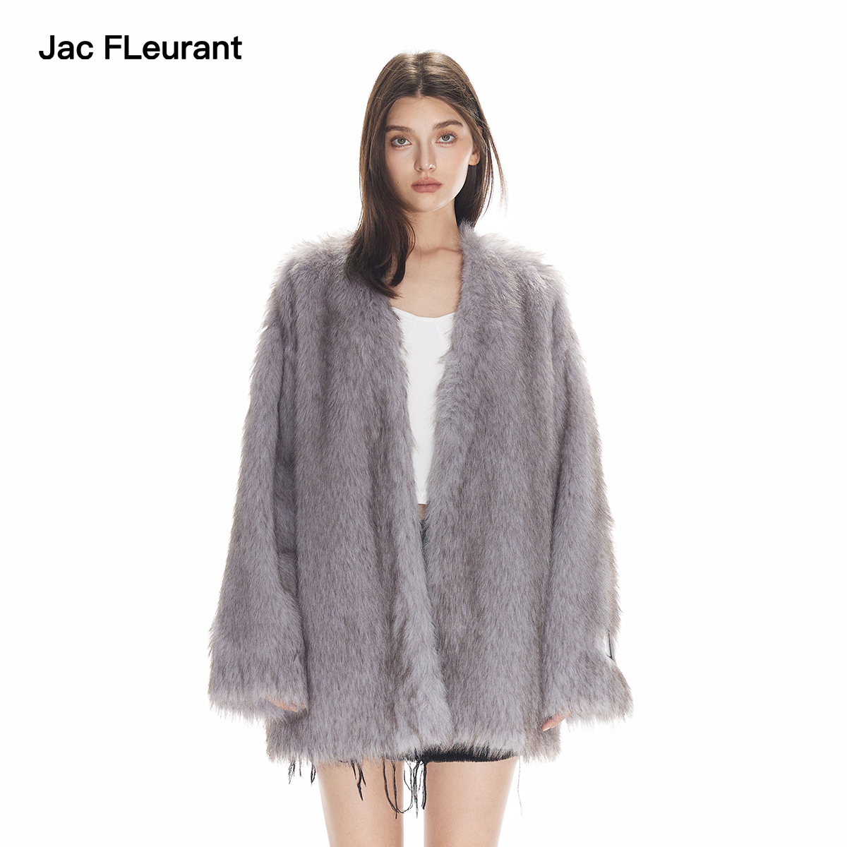 JAC FLEURANT秋冬新品灰色托卡染尖时髦高级女士外套