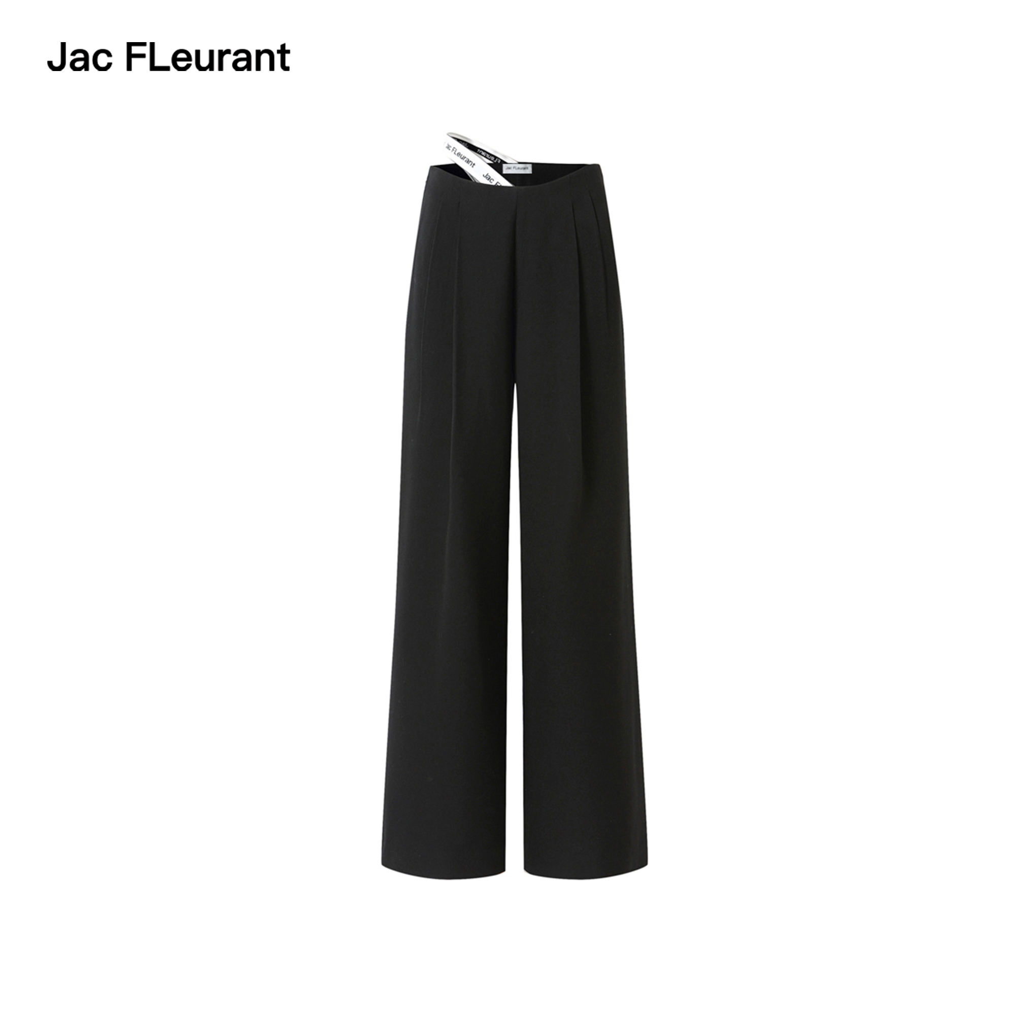 JAC FLEURANT2025秋冬新品橡筋LOGO绑带无腰头西裤休闲宽松直筒
