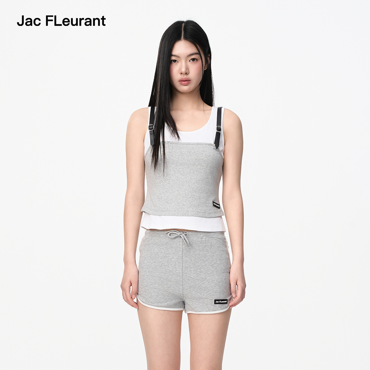 JAC FLEURANT2025春夏新品假两件皮带扣背心短裤套装