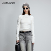 JAC 高领灰白拼接LOGO打底内搭上衣长袖 FLEURANT 徐艺洋同款
