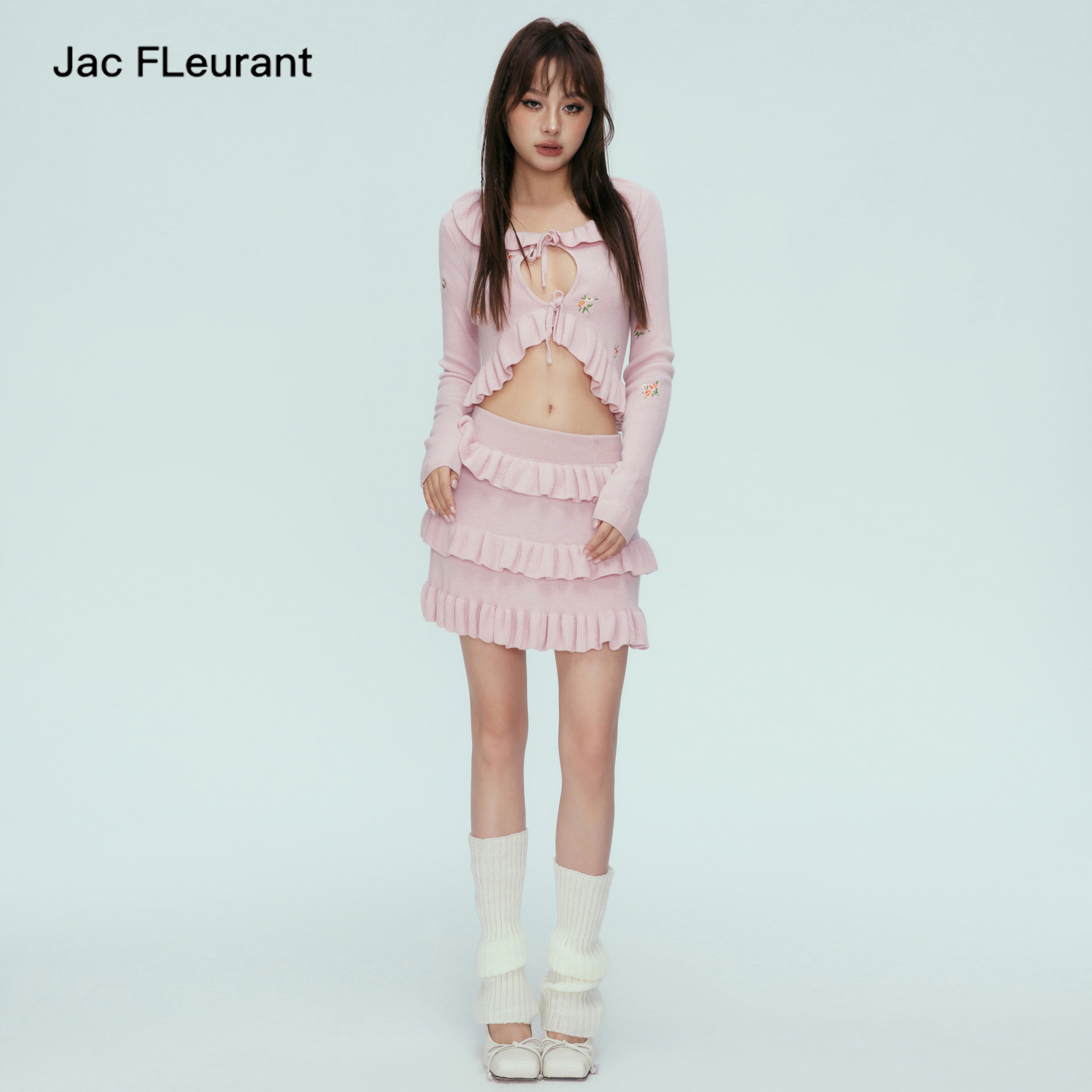 木耳边刺绣JacFLeurant开衫/短裙