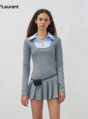 JAC FLEURANT【朴秀荣Joy同款】新款假两件衬衫领连衣裙女