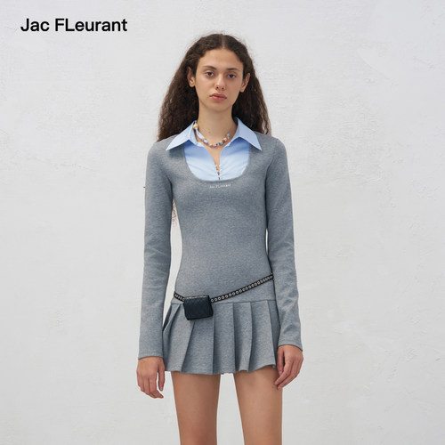 JAC FLEURANT【朴秀荣Joy同款】2025新款假两件衬衫领连衣裙女