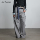 FLEURANT 何洁同款 V腰双褶裥西裤 JAC 宽松休闲细条纹休闲裤