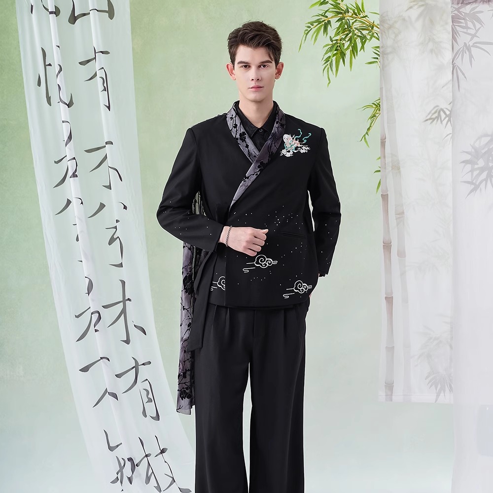 大梦敦煌|新中式国风西装外套男装高级感演出礼服休闲主持人宽松