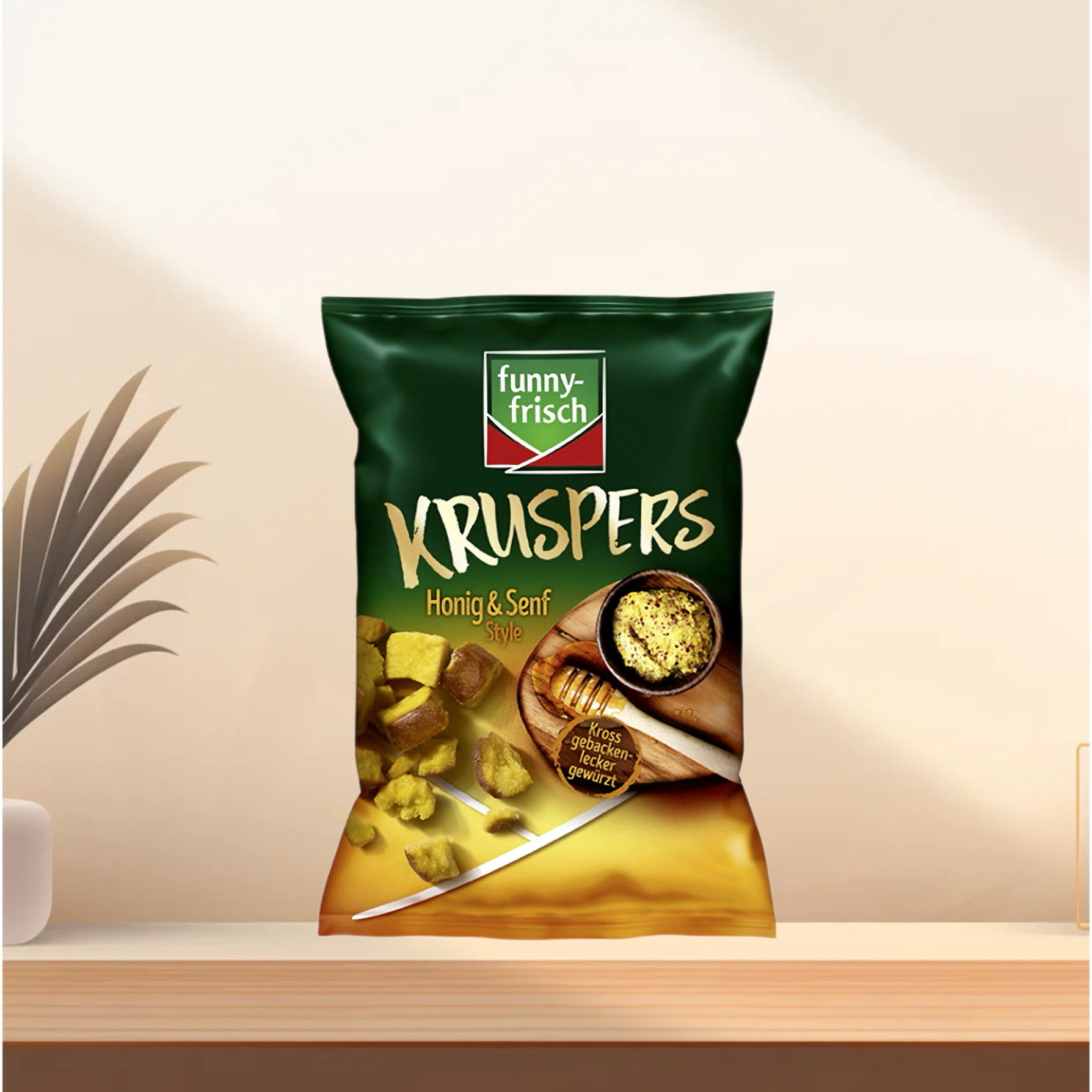 「满300包邮」德国发货funny frisch酥脆小方蜂蜜黄芥末口味120g