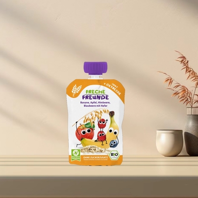 「满300包邮」德国freche freunde6个月燕麦香蕉苹果树莓蓝莓果泥