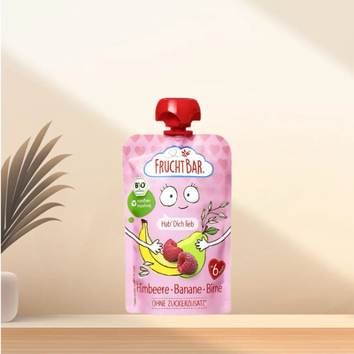 「满300包邮」德国发货fruchtbar6个月+有机香蕉梨覆盆子果泥100g