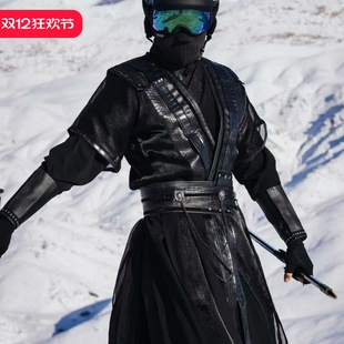 汉服男中国风新款 滑雪侠客帅气黑神话悟空cosplay演出服 全套古装