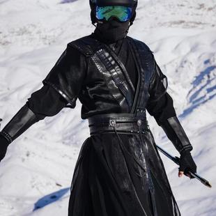 汉服男中国风新款 滑雪侠客帅气黑神话悟空cosplay演出服 全套古装