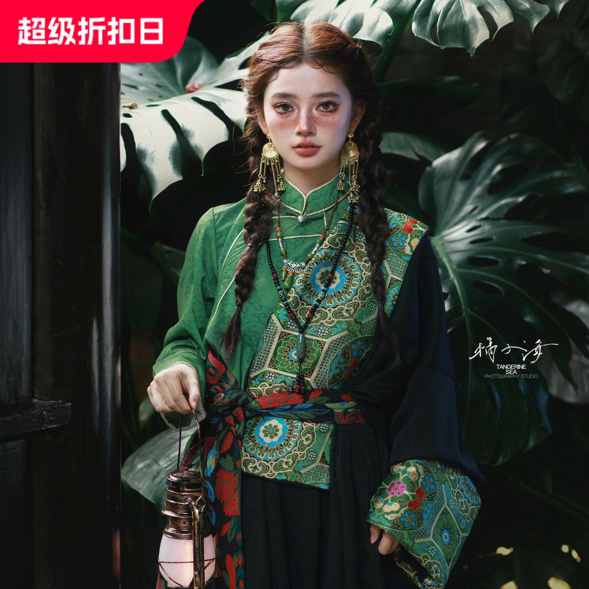 藏族服装女西藏少数民族写真服饰藏袍演出服拉萨藏民服旅拍旅游