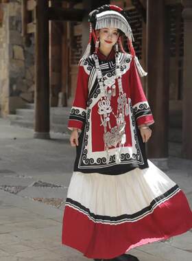 苗疆少女少数民族红色新娘婚服