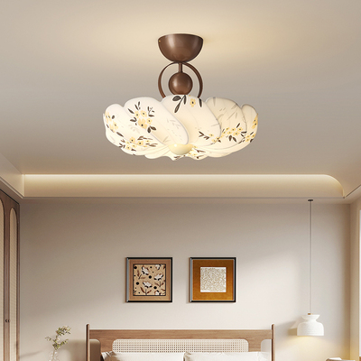 中古风布艺花纹卧室吸顶灯宋代美学书房灯新中式高级感餐厅客厅灯