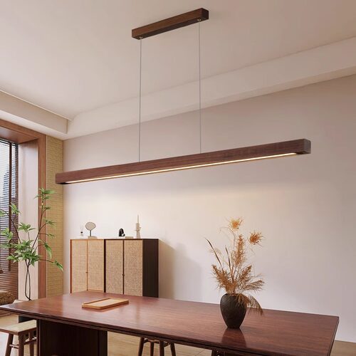 胡桃木色餐厅吊灯中古风灯具