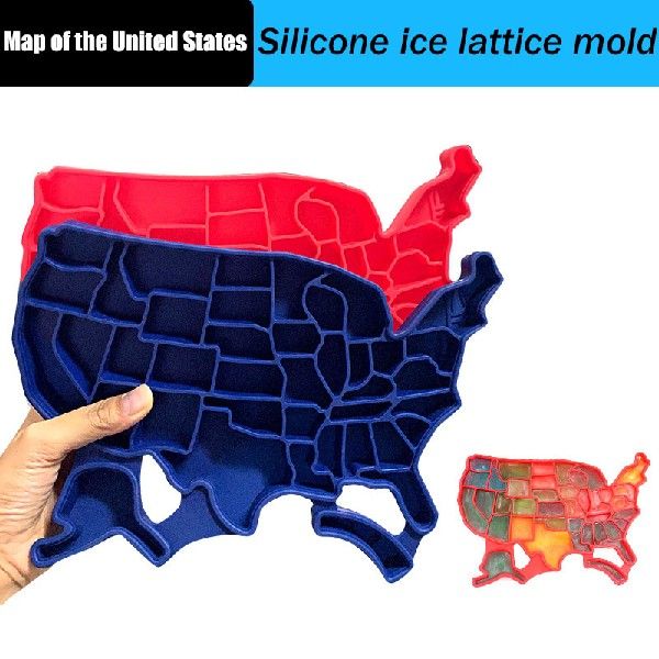 American map Silicone Ice Tray Molds with Lid Household