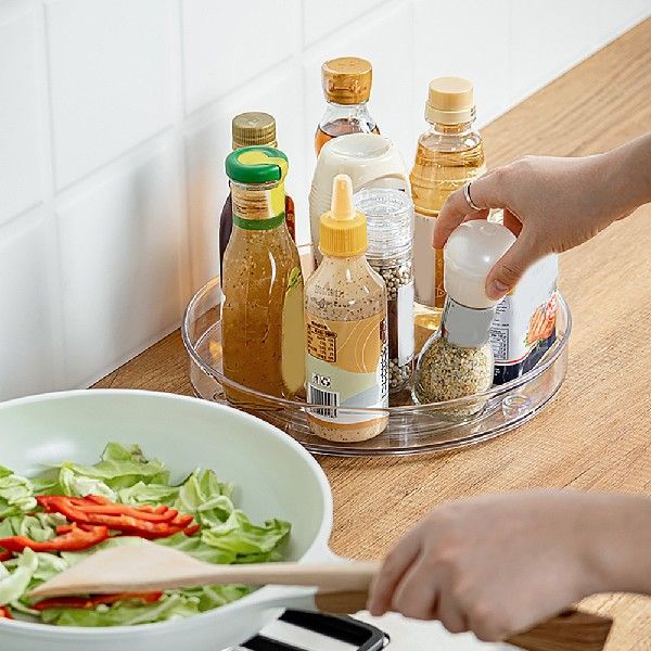 Turntable Spice Rack Organizer Multifunction Clear Kitchen