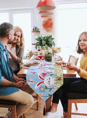 Easter Rabbit Print Table Runner Modern Tablecloths Spring