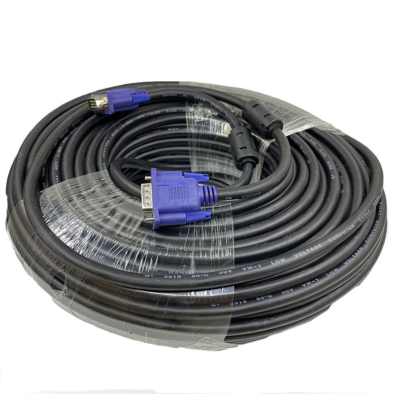 VGA线3+6电脑显示器监连接线针孔延长视频投影1080高清15公对公控