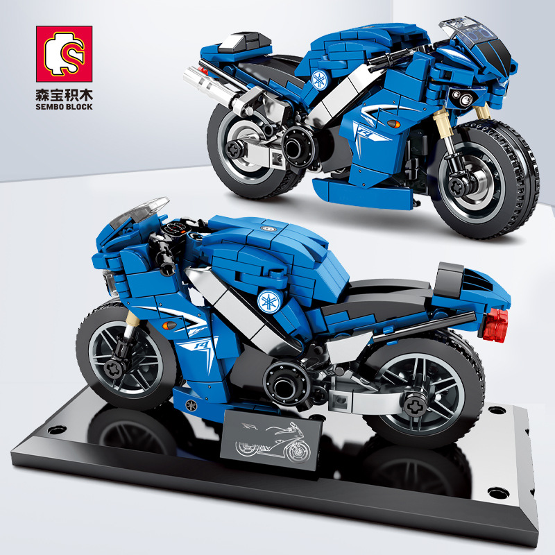 森宝积木摩托车模型拼装玩具