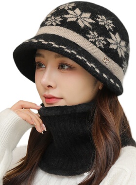 好货New Women Winter Hat Keep Warm Cap Hat & Scarf Set Fashi