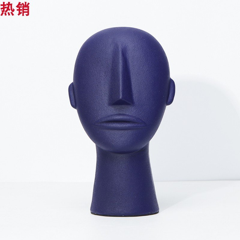 好货后现代轻奢蓝色人物装饰样板房电视柜玄关书柜橱窗树脂雕塑客