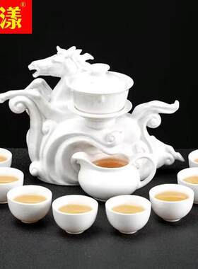 极速小康泡青花陶瓷套装全半自动触碰出水镂空茶具家用懒人防烫泡